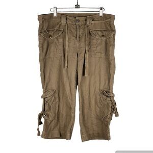 Vintage Lucky Brand Y2K Green Khaki Cropped Cargo Pants Women's Size 10 (30)